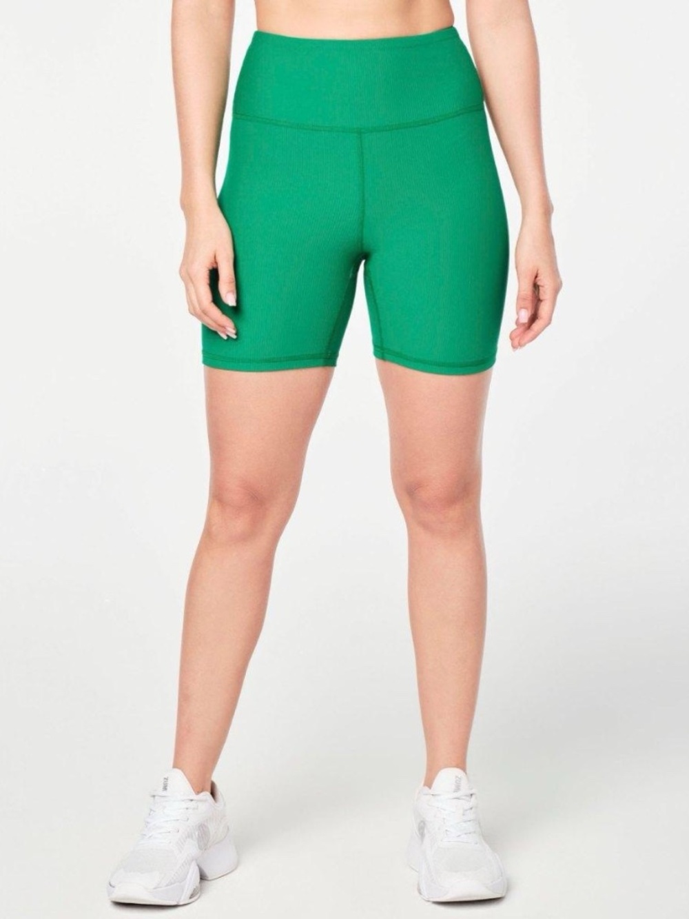 Zumba Prep High Waisted Rib Biker Shorts, Green, Size Small